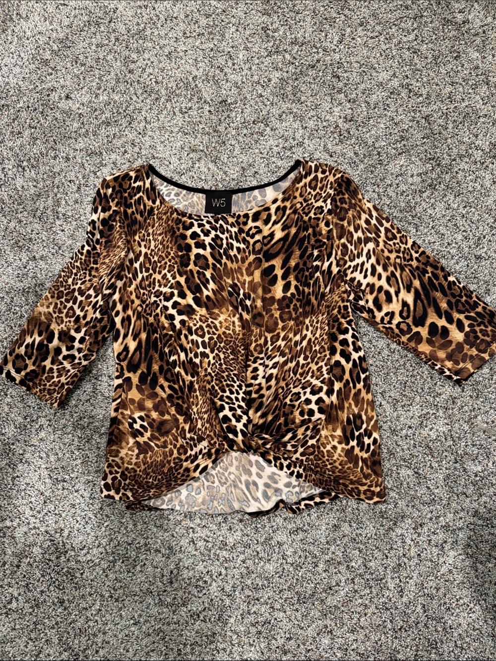 W5 Leopard-Print Twist Front Blouse - Brown and Black